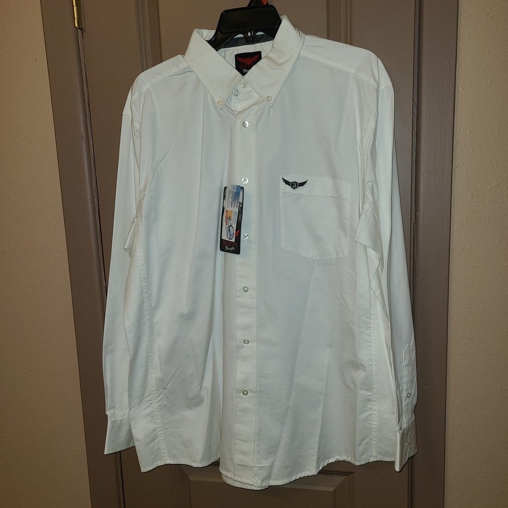 Men's Wrangler Classic White Button-Down Shirt Size XL